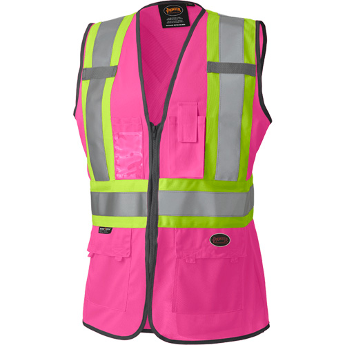 139PK Women's Safety Vest, Pink, Large, Polyester