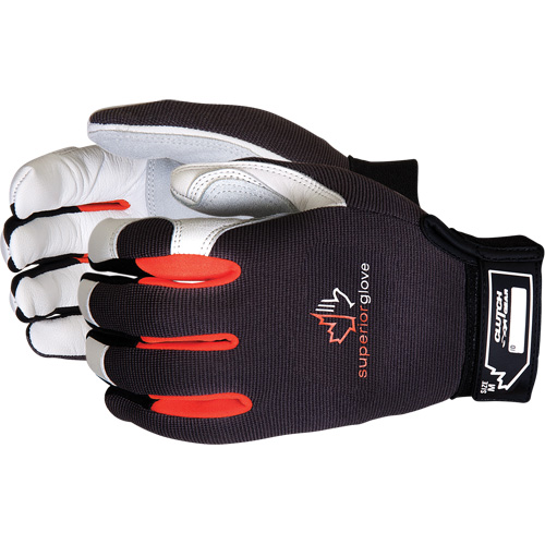 Clutch Gear® Mechanic's Gloves, Grain Leather/Split Leather Palm, Size Large