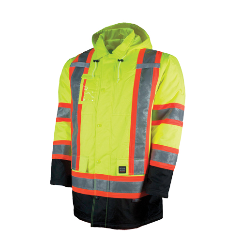 Lined Safety Parka, High Visibility Lime-Yellow, Large