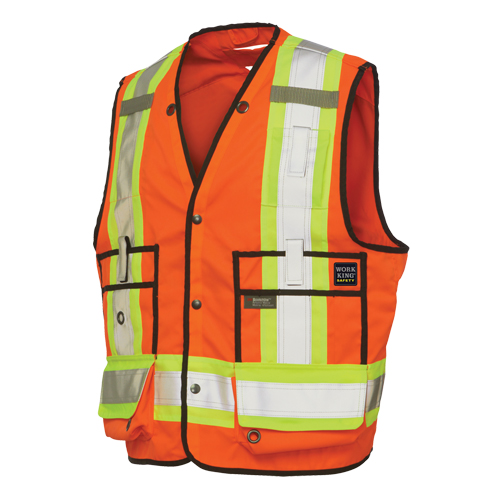 Surveyor Safety Vest, High Visibility Orange, X-Large, Polyester