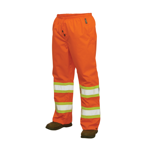 300D Safety Rain Pant, Polyester, Small, High Visibility Orange