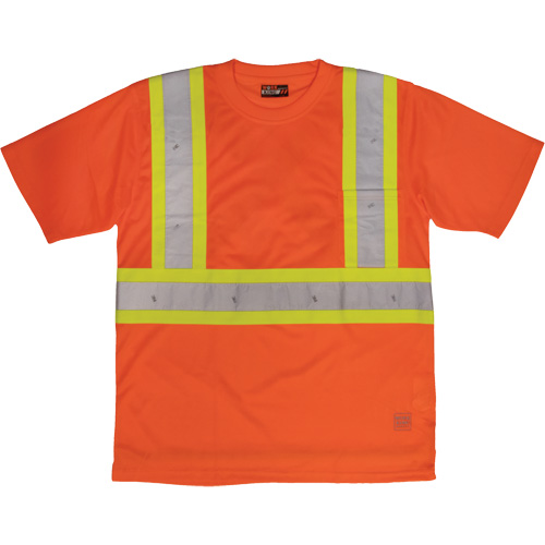 Short-Sleeved Safety T-Shirt with Pocket, Polyester, Small, High Visibility Orange