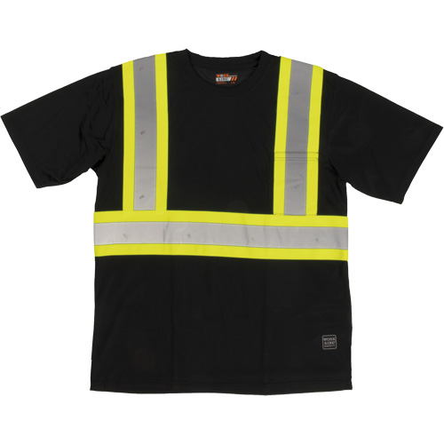 Short-Sleeved Safety T-Shirt with Pocket, Polyester, 3X-Large, Black