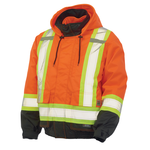 3-in-1 Safety Bomber Jacket, Polyester/Polyurethane, High Visibility Orange, Small