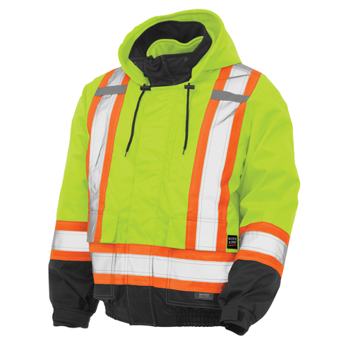 3-in-1 Safety Bomber Jacket, Polyester/Polyurethane, High Visibility Lime-Yellow, 3X-Large