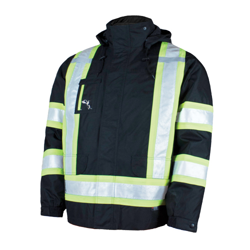 5-in-1 Safety Jacket, Polyester/Polyurethane, Black, Large