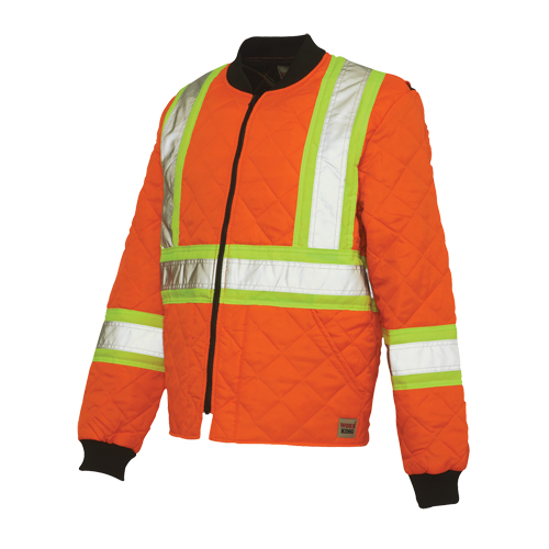 Quilted Safety Jacket, Polyester, High Visibility Orange, Large