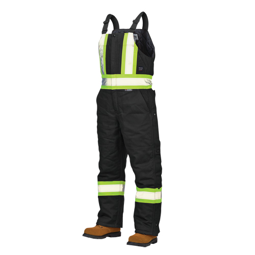 Duck Lined Safety Overalls, Cotton, Large, Black