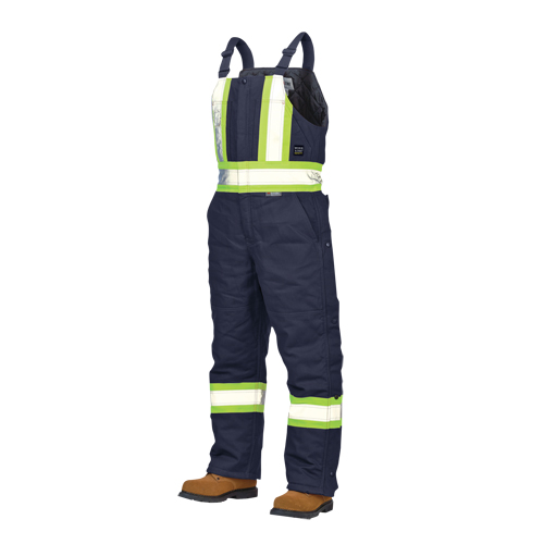 Duck Lined Safety Overalls, Cotton, 2X-Large, Navy Blue