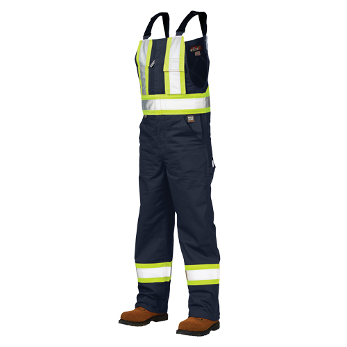 Unlined Safety Overalls, Poly-Cotton, Large, Navy Blue