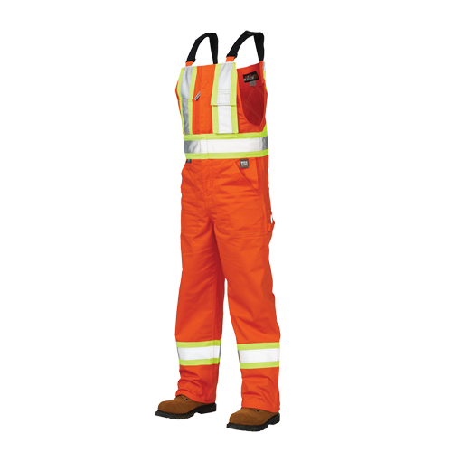Unlined Safety Overalls, Poly-Cotton, 3X-Large, High Visibility Orange