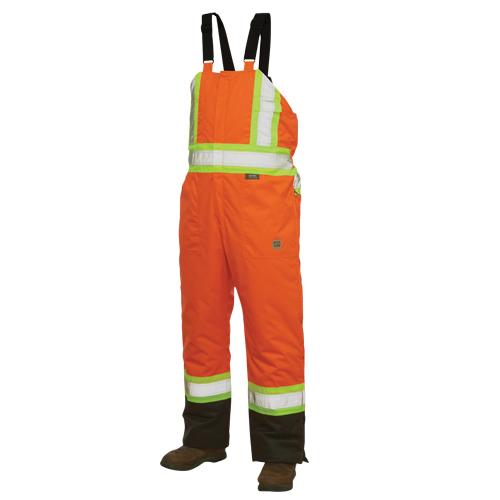Lined Safety Overalls, Polyester/Polyurethane, Large, High Visibility Orange