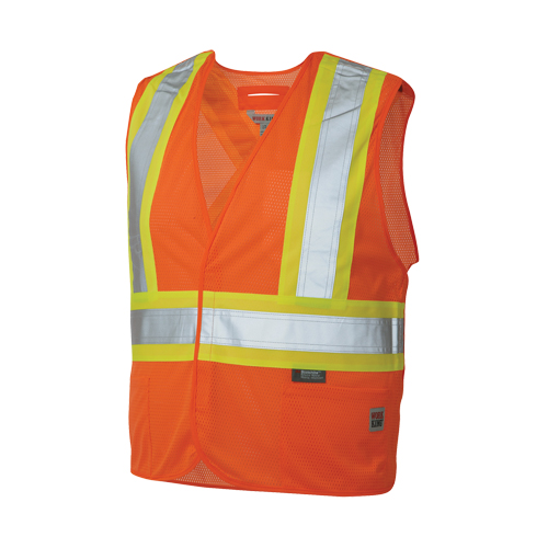 5-Point Tearaway Safety Vest, High Visibility Orange, Medium/Small, Polyester