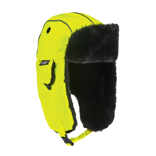 N-Ferno® 6802 Classic Trapper Hat, Synthetic Fur Lining, Large/X-Large, High-Visibility Lime Green