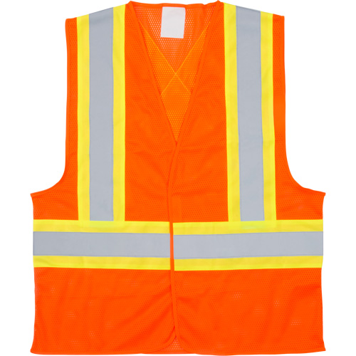 Traffic Safety Vest, High Visibility Orange, Medium, Polyester