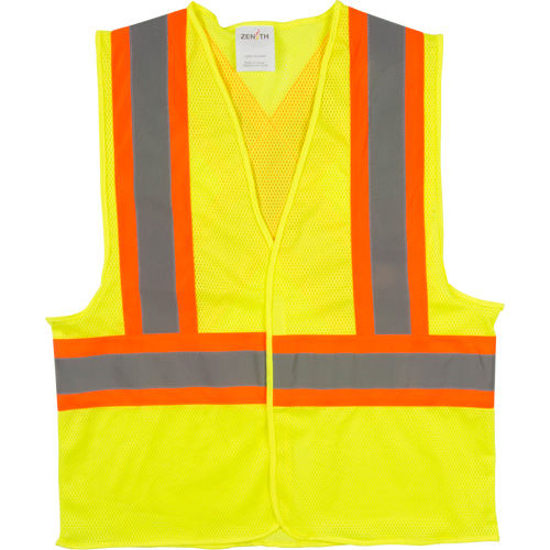 Traffic Safety Vest, High Visibility Lime-Yellow, Medium, Polyester