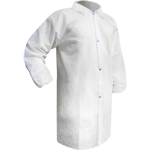 Disposable Lab Coat, Polypropylene, White, 2X-Large