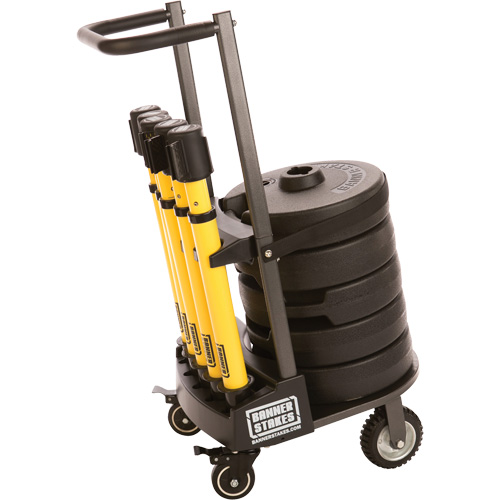 PLUS Barrier Post Cart Kit, 75' L, Metal, Yellow