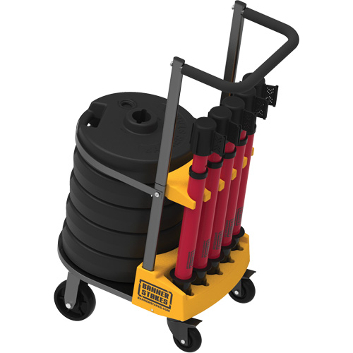 PLUS Barrier Post Cart Kit, 75' L, Metal, Red