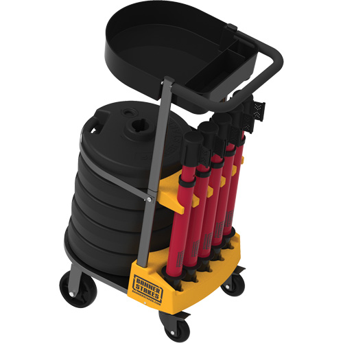 PLUS Barrier Post Cart Kit with Tray, 75' L, Metal, Red