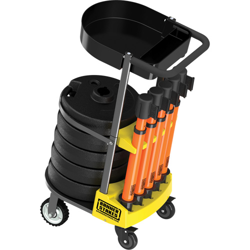 PLUS Barrier Post Cart Kit with Tray, 75' L, Metal, Orange