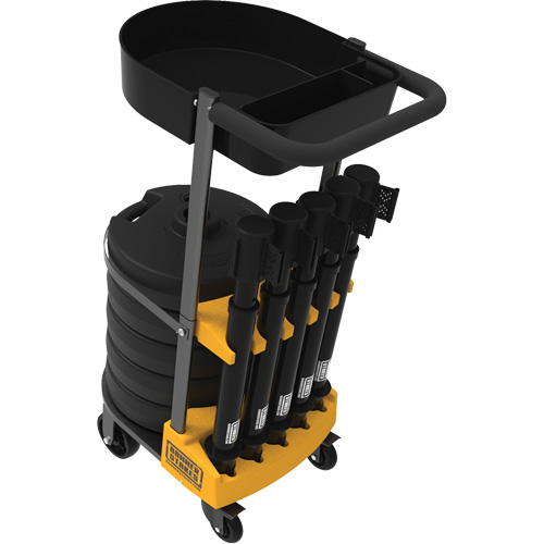 PLUS Barrier Post Cart Kit with Tray, 75' L, Metal, Black