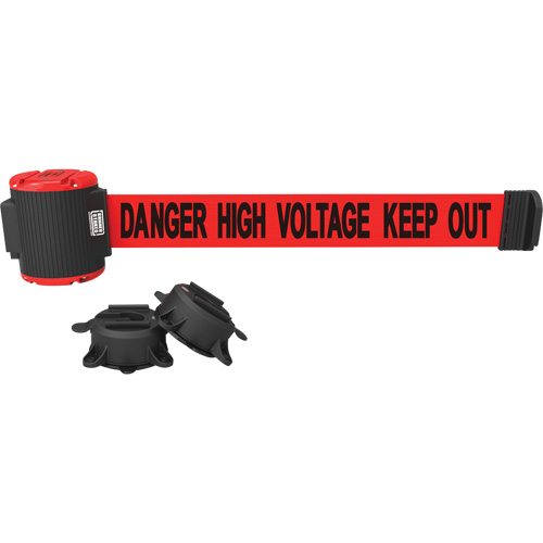 Wall Mount Barrier, Plastic, Magnetic Mount, 30', Red Tape