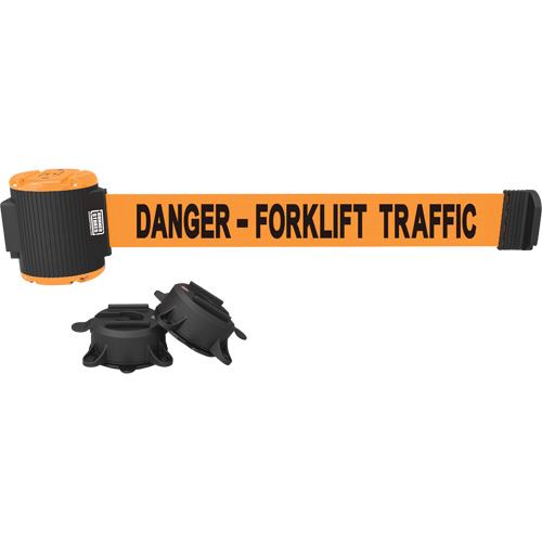 Wall Mount Barrier, Plastic, Magnetic Mount, 30', Orange Tape