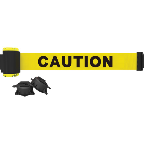 Wall Mount Barrier, Plastic, Magnetic Mount, 7', Yellow Tape