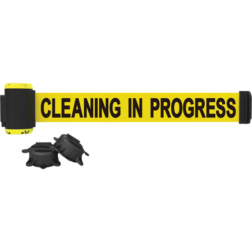 Wall Mount Barrier, Plastic, Magnetic Mount, 7', Yellow Tape