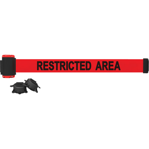 Wall Mount Barrier, Plastic, Magnetic Mount, 7', Red Tape