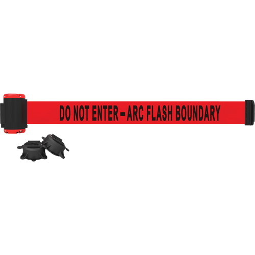 Wall Mount Barrier, Plastic, Magnetic Mount, 7', Red Tape
