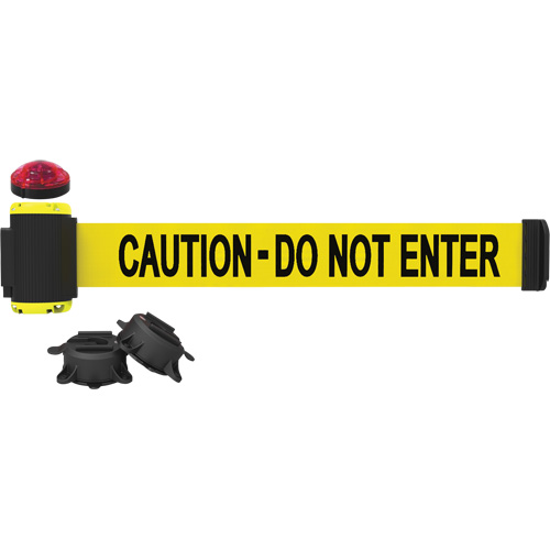 Wall Mount Barrier with Light Kit, Plastic, Magnetic Mount, 7', Yellow Tape