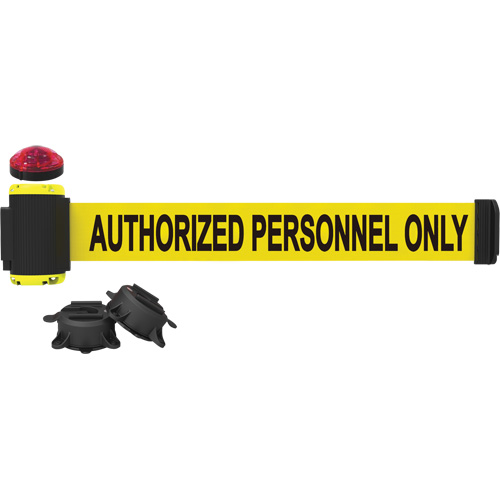 Wall Mount Barrier with Light Kit, Plastic, Magnetic Mount, 7', Yellow Tape