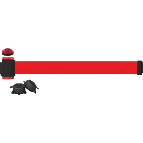 Wall Mount Barrier with Light Kit, Plastic, Magnetic Mount, 7', Red Tape