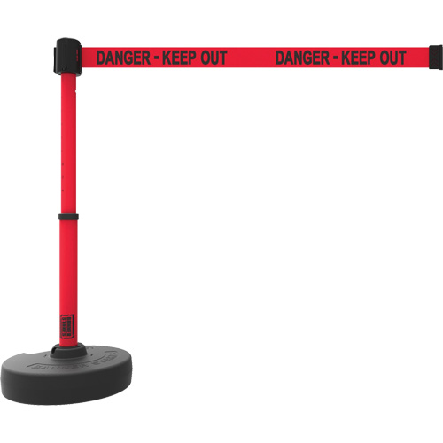 PLUS Barrier Post Set, Plastic, 42" H, Red Tape, 15' Tape Length