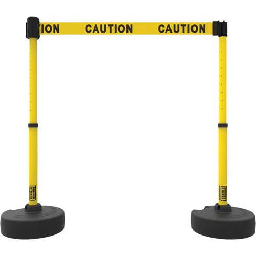 PLUS Barrier Post Set X2, Plastic, 42" H, Yellow Tape, 15' Tape Length