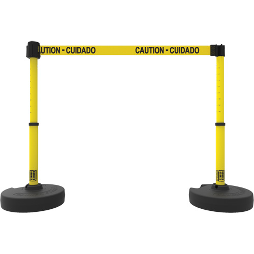 PLUS Barrier Post Set X2, Plastic, 42" H, Yellow Tape, 15' Tape Length