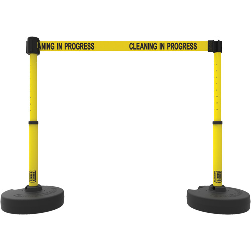 PLUS Barrier Post Set X2, Plastic, 42" H, Yellow Tape, 15' Tape Length