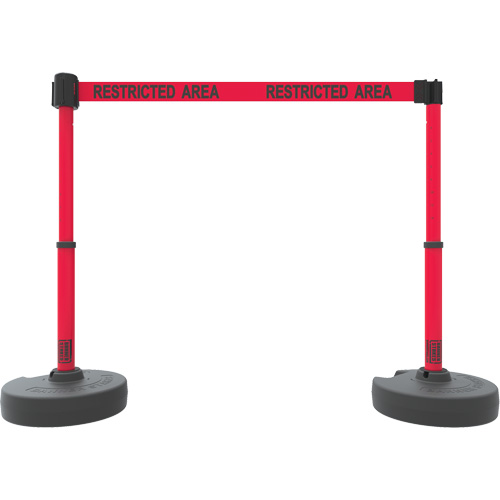 PLUS Barrier Post Set X2, Plastic, 42" H, Red Tape, 15' Tape Length