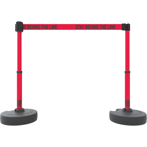 PLUS Barrier Post Set X2, Plastic, 42" H, Red Tape, 15' Tape Length