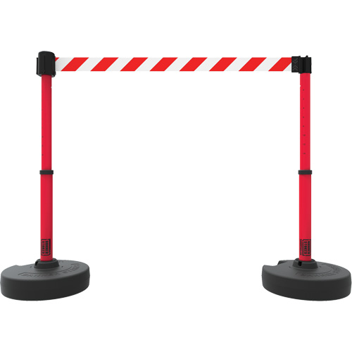 PLUS Barrier Post Set X2, Plastic, 42" H, Red Tape, 15' Tape Length