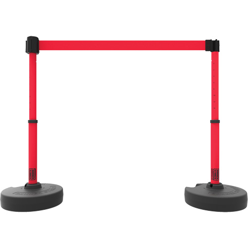 PLUS Barrier Post Set X2, Plastic, 42" H, Red Tape, 15' Tape Length