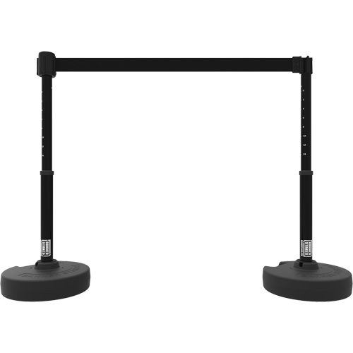 PLUS Barrier Post Set X2, Plastic, 42" H, Black Tape, 15' Tape Length