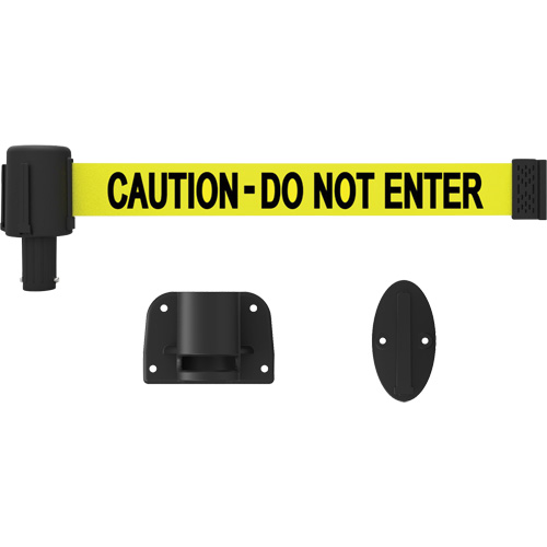 PLUS Wall Mount Barrier System, Plastic, Screw Mount, 15', Yellow Tape