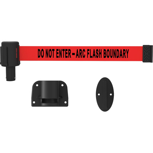 PLUS Wall Mount Barrier System, Plastic, Screw Mount, 15', Red Tape