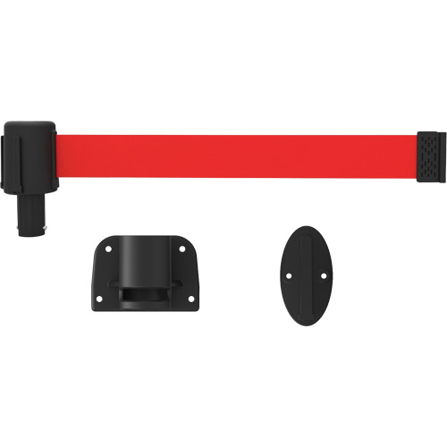PLUS Wall Mount Barrier System, Plastic, Screw Mount, 15', Red Tape