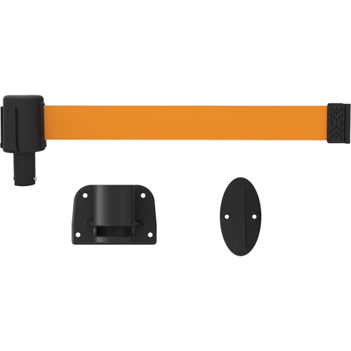 PLUS Wall Mount Barrier System, Plastic, Screw Mount, 15', Orange Tape