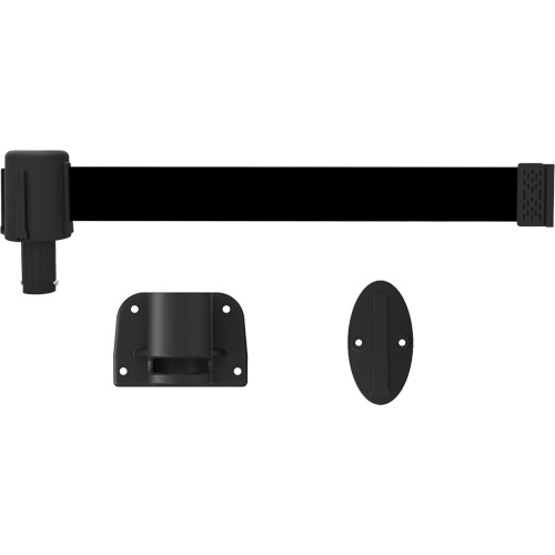 PLUS Wall Mount Barrier System, Plastic, Screw Mount, 15', Black Tape