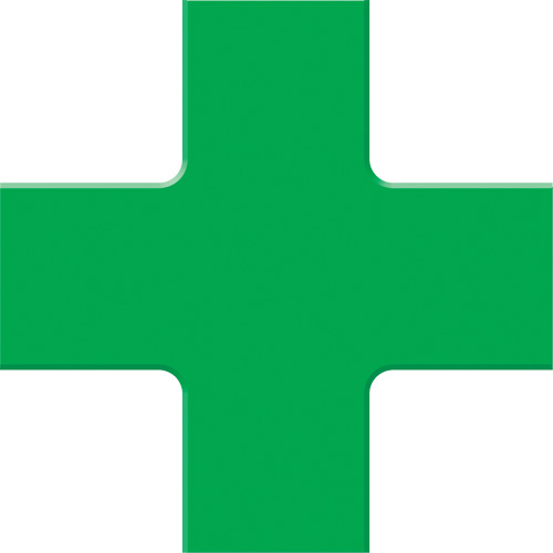 Tough-Mark™ Heavy-Duty Floor Marking, Cross, 6" L x 6" W, Green, Polyethylene